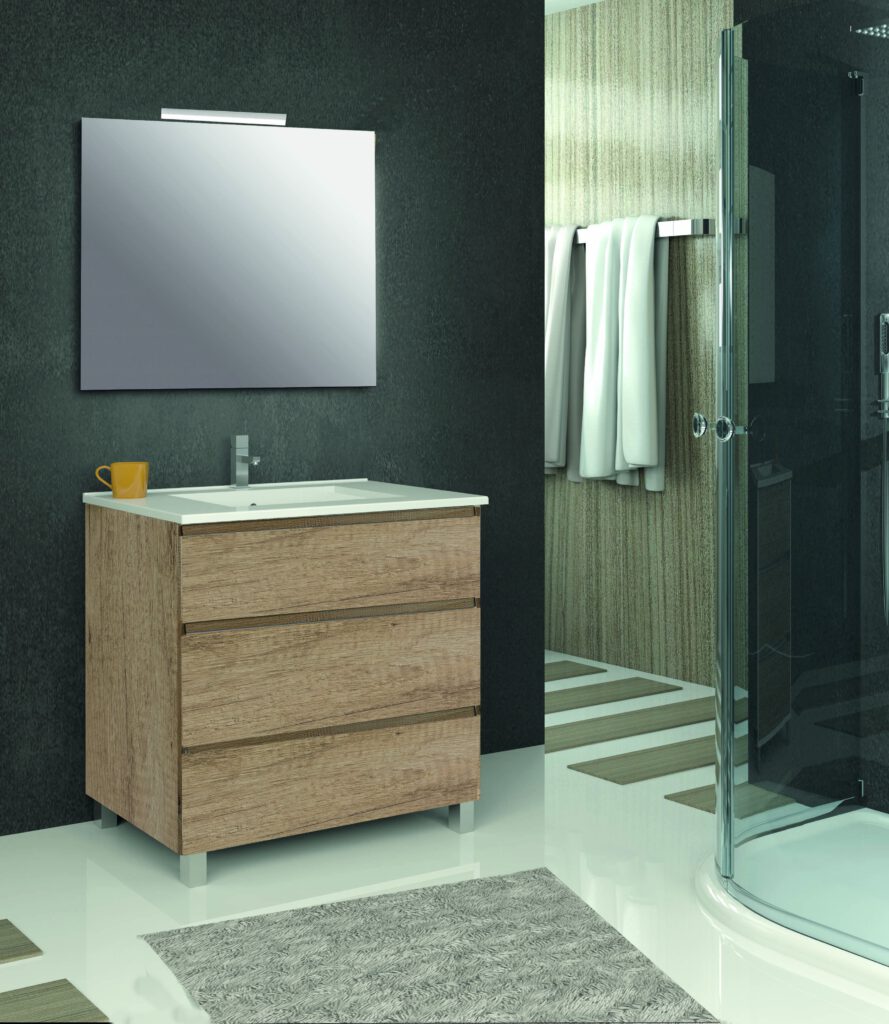 MUEBLE IRATI 3 CAJ CON PATAS + LAVABO - Aquabaño